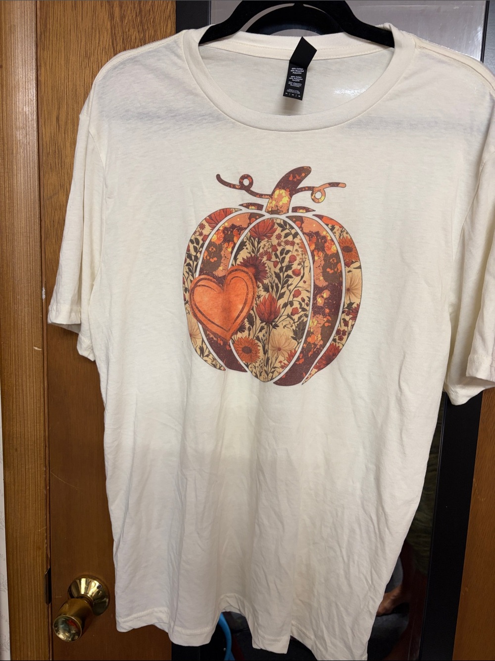 District Cream Short-Sleeve Tee with Floral Pumpkin Graphic